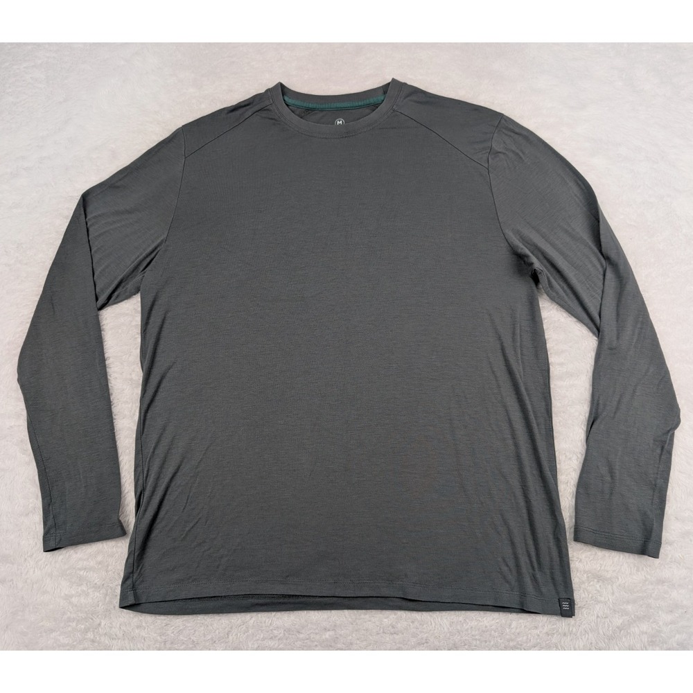 Free Fly Bamboo Performance Crew Neck Tee Shirt Men's M Blue Gray Long Sleeve